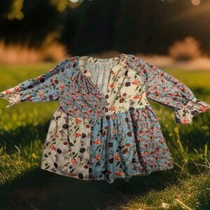 Misslook Women's XL Floral Patchwork Long sleeve Blouse Lightweight